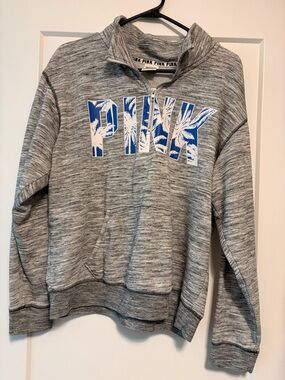 Victoria's Secret PINK Grey Marled Pullover with Black Trim